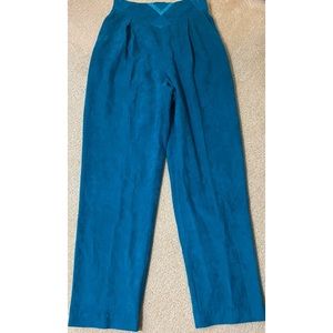 Suede Pants with Faux Leather Accents